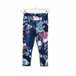 Z by Zella Blue Floral Print Leggings Yoga Workout Athleisure XS